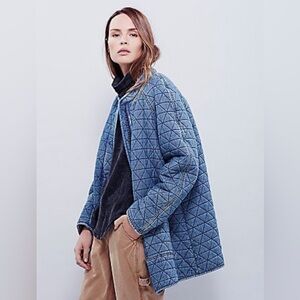 Free People Quilted Chambray Jacket, sz S